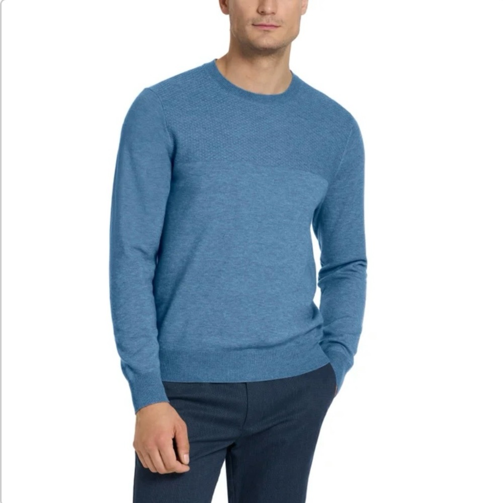 Ted Baker Men's sweater blue crewneck long sleeves textured lightweight x large